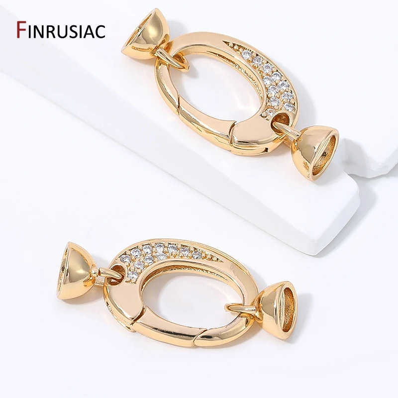 14K Gold Plated Brass Oval Fastener Pearl Clasps,Closure Lock Clasps For DIY Needlework Beads Pearls Jewelry Making Accessories image 5