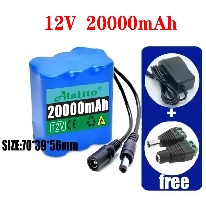 2025 Portable Super 3S5P 12V 50Ah Battery Rechargeable Lithium Ion Battery Pack Capacity DC 12.6v10Ah CCTV Cam Monitor+Charger