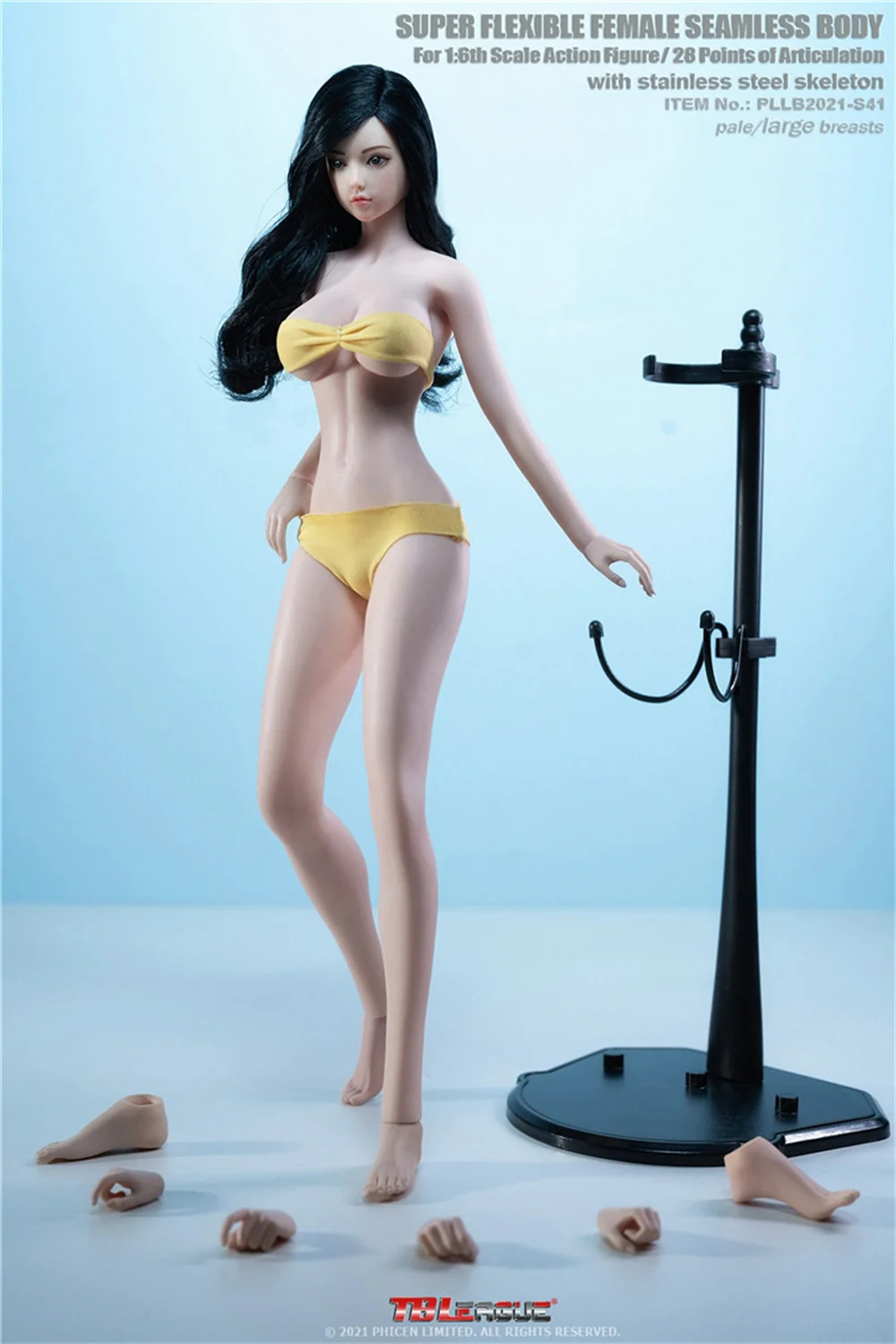 

TBLeague Phicen Female Seamless Body S41A S40A PLLB2021-S40 S41 1/6 Super-Flexible 12" Tall Slender Girl Pale Big Breast Dolls