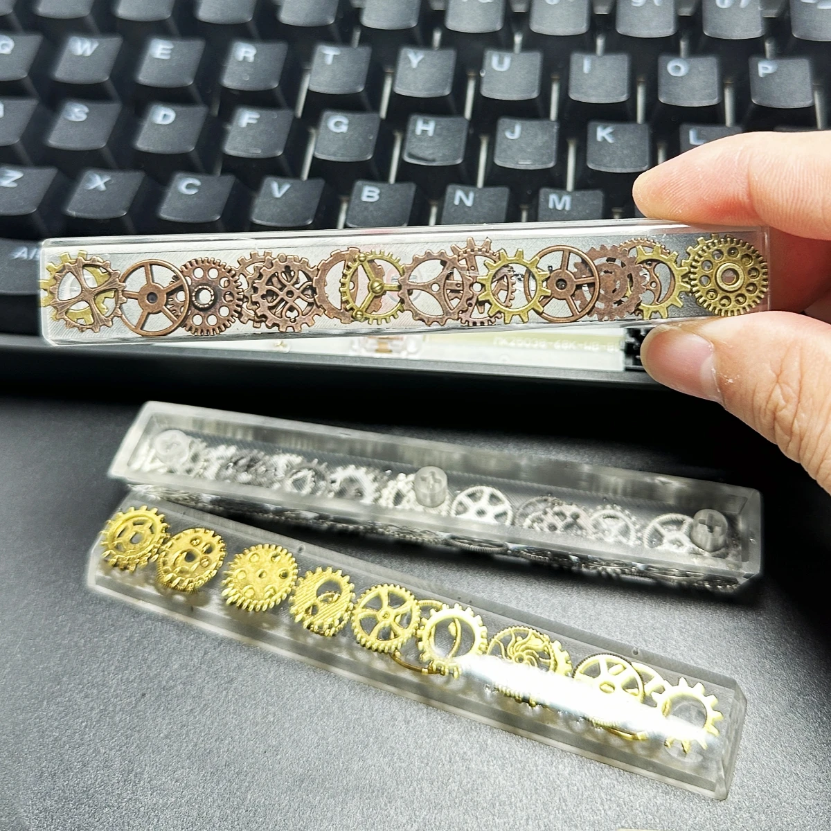 NEW Customized Personalized Keycap Translucent DIY Gear Punk Style 6.25u Space Key Caps for Game Mechanical Keyboard Accessories