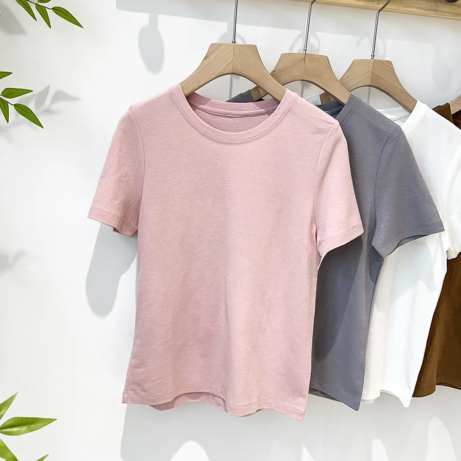 

Футболка Mimifa Silk Ice Cr Cool ort Sve Slim Fit Net Version f Sve Top Women's Commute Sle round Ne Summer