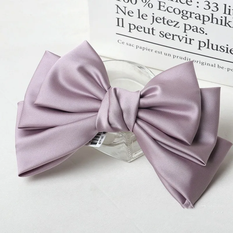 Handmade  Cotton Hair Accessories Satin Silk Hair Bow Three Layers French HairClips Bowknot Hair Clip for Girls and Women