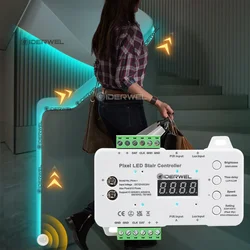 Hareket sensörlü LED merdiven lambası şerit karartma PIR kabine altında esnek ışık düzene DC24V RGB LED şerit Footstep izleyin