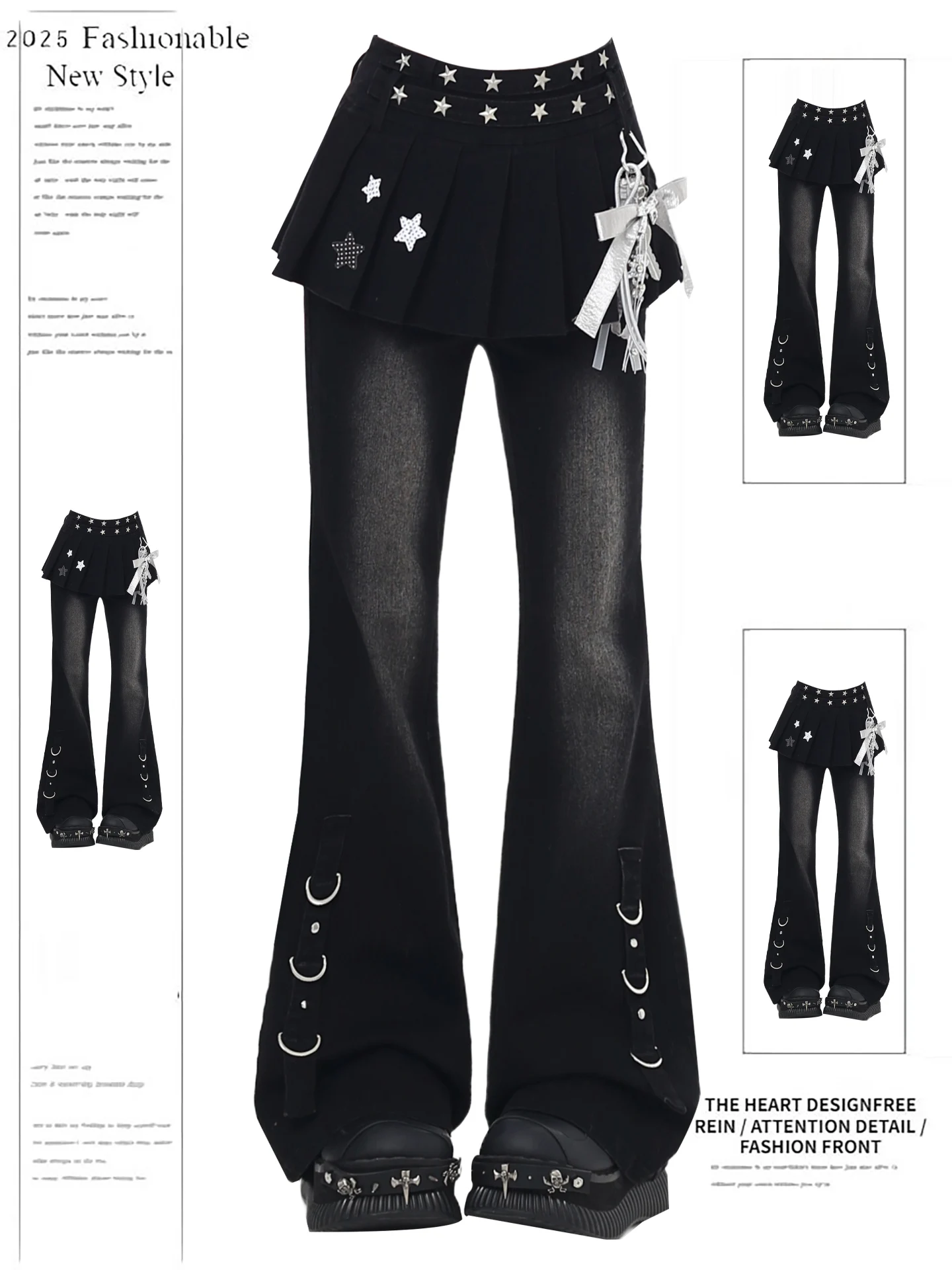 

Джинсы Y2K Micro Flare, женские утягивающие брюки с высокой талией, повседневные джинсы Bla, культурный дизайн Subup Faion