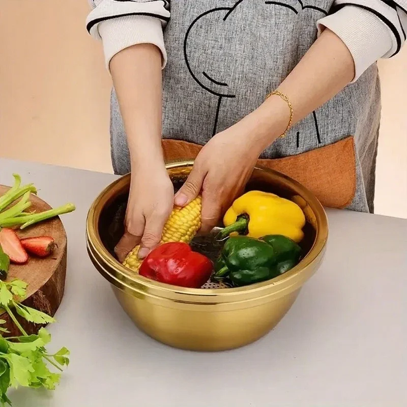 طقم مصفاة وبخار من الفولاذ المقاوم للصدأ مكون من قطعتين |   آمن للاستخدام في غسالة الأطباق لخضار معكرونة الأرز |   أدوات توفير المساحة شديدة التحمل مقاومة للصدأ