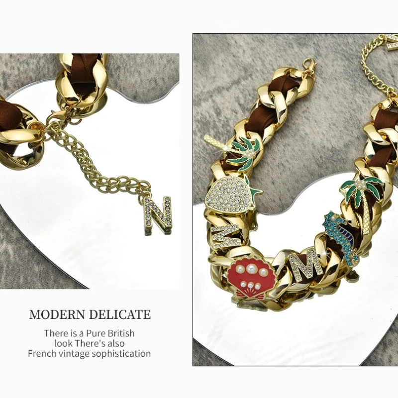 Mode Gleichen Stil Intarsien Shell Halsketten Gemischte Material Männer Frauen Hip-hop Vielseitige Paar Halskette Charming Schmuck – Detail 3
