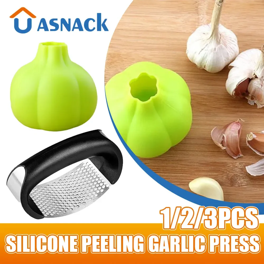 

Silicone Peeling Press Garlic Peeling Tool Manual Garlic Peeler Household Multi-function Round Garlic Press Accessory