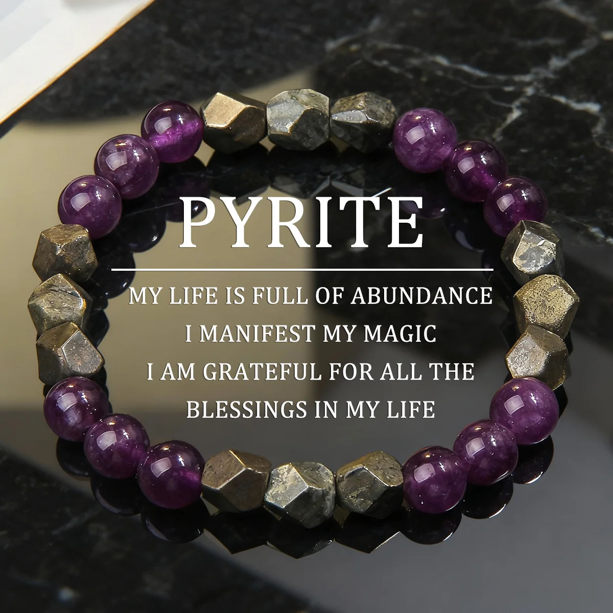 Modisches rautenförmiges Hämatit-Armband, Amethyst-Perlenarmband, handgefertigtes elastisches Seilarmband, Alltagskleidung