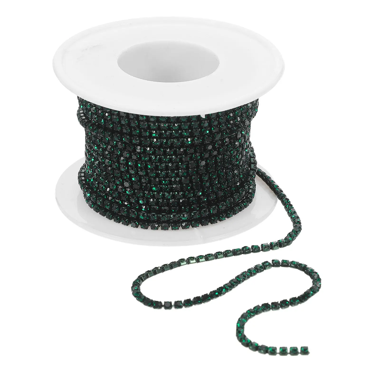 1 Roll Rhinestone Close Chain Roll 10 Yards Single Strand 2Mm Rhinestone Strips for Clothes Shoes DIY Jewelry Making Crafts