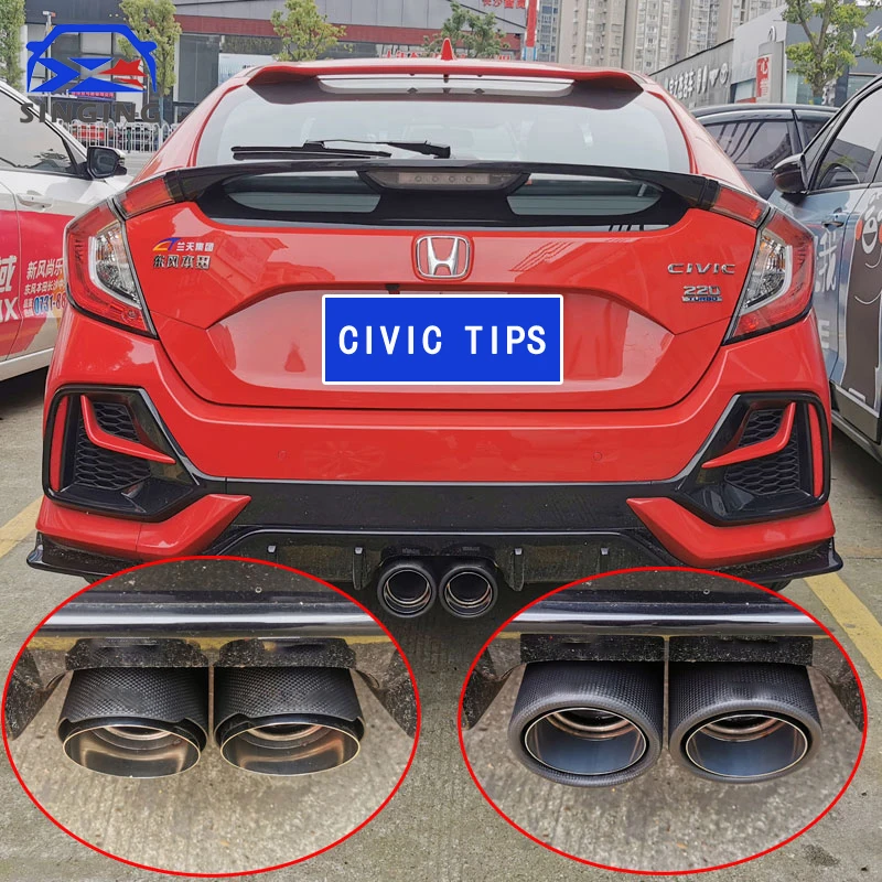 SINGING exhaust pipe tail pipe without cutting muffler decorative tail throat For Honda Civic 10th gen accessories hatchback