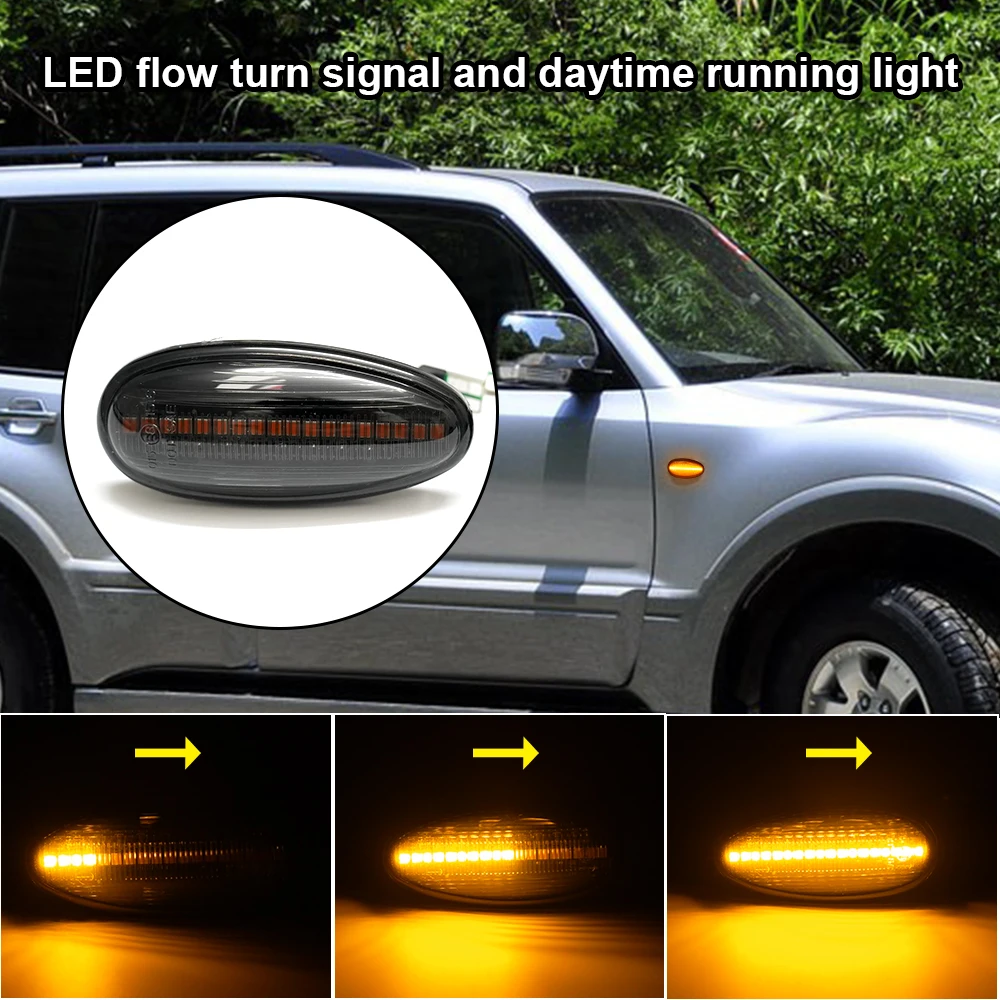 Para Mitsubishi Pajero Montero Shogun MK3 Sport K9 Space Wagon Galant Outlander Lancer luces LED dinámicas de señal de giro lateral
