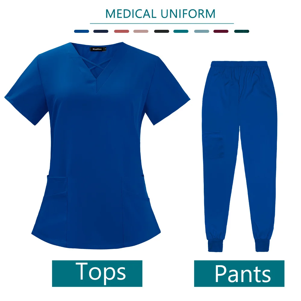 Medical Uniforms Women Scrubs Sets Nurse Accessories Hospital Scrub Tops Joggers Doctors Dental Beauty Spa Lab Workwear Clothes