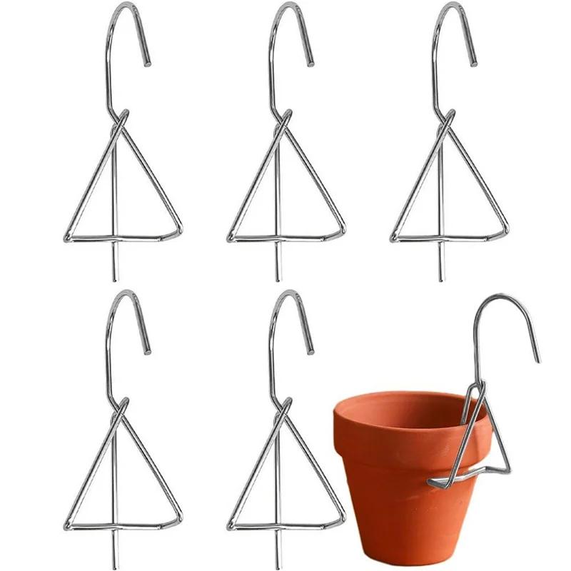 

ABZS 12PCS Terracotta Pots Hangers Flower Pot Hanger Hook Plant Hangers Metal Plant Wall Hanger For Garden Plants Silver