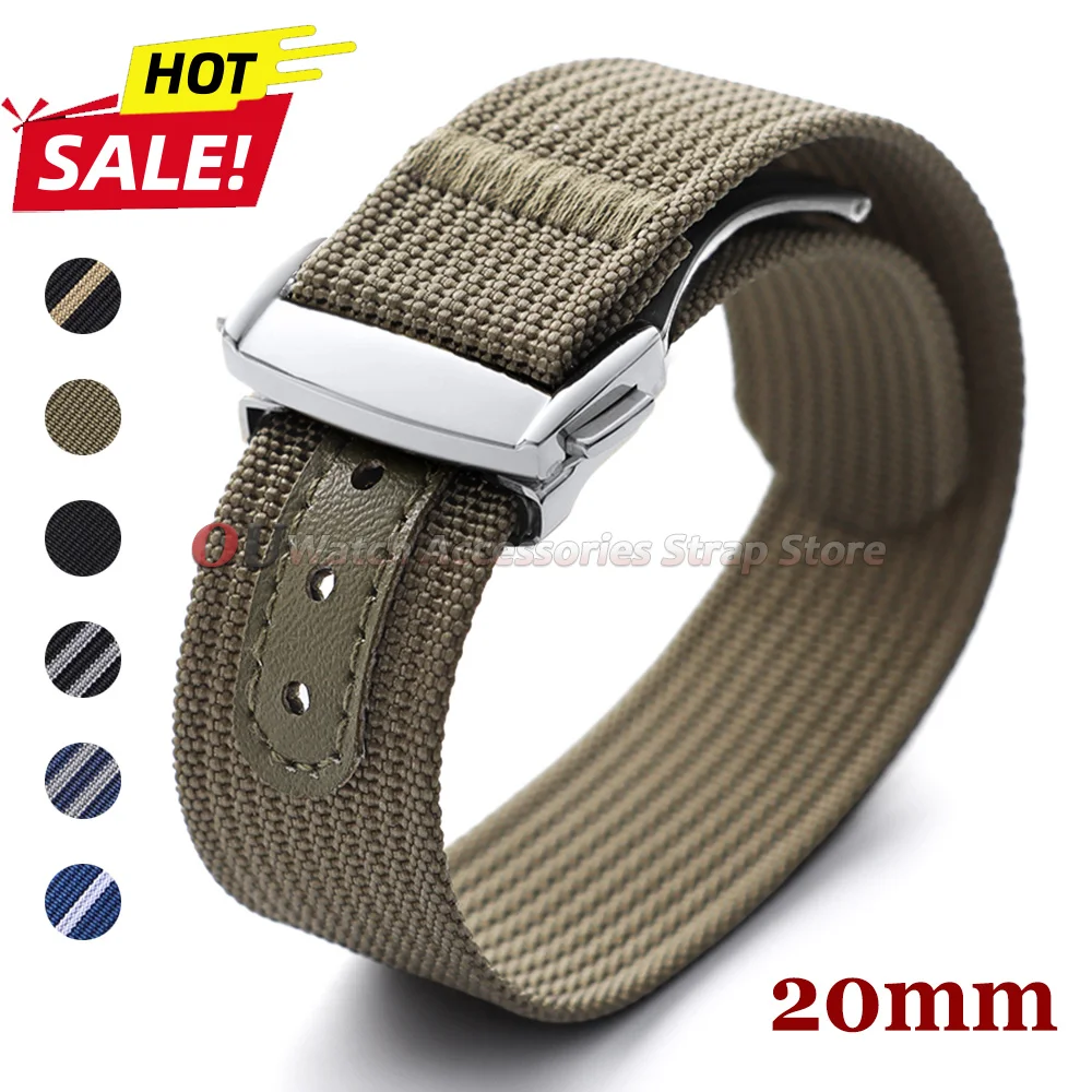 20mm Premium Nylon-Armband Edelstahl-Faltschließe Herren Damen Sport Ersatz-Uhrenarmband für Omega für Swatch für Moonswatch