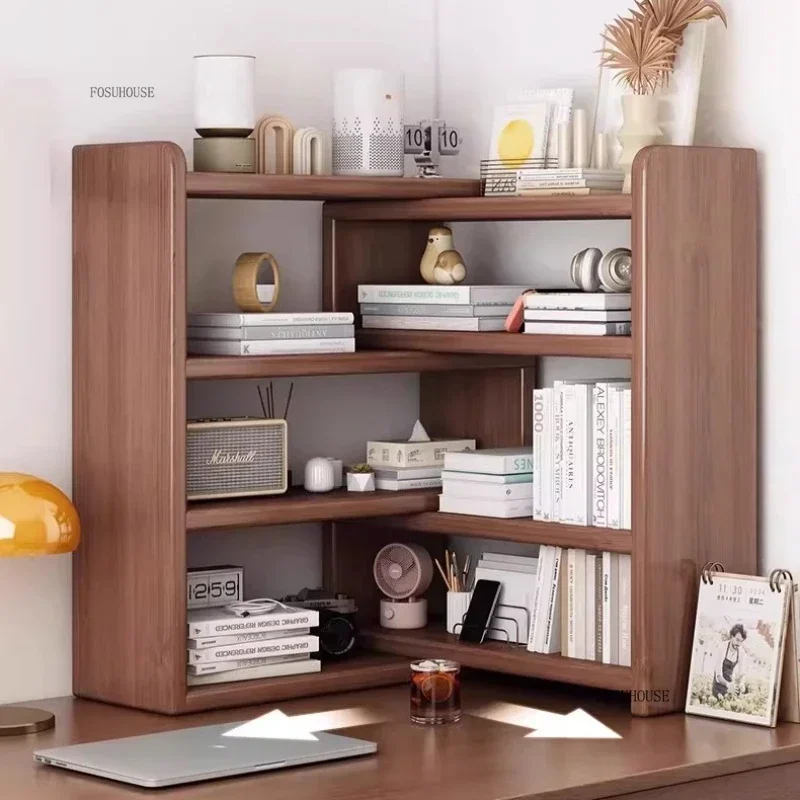 Retro Style Bookcases Multi-layers Book Storage Shelves Desktop Retractable Organizer Bookshelfs for Living Room