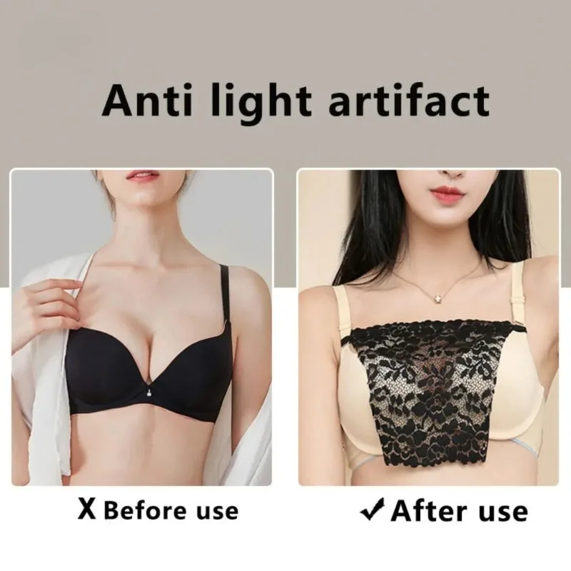 3Pcs Women Low Cut Clothing Anti-Exposure One-Piece Bandeau Top Easy Clip-on Lace Bra Insert Wrapped Chest Tube Tops Fake Collar image 2