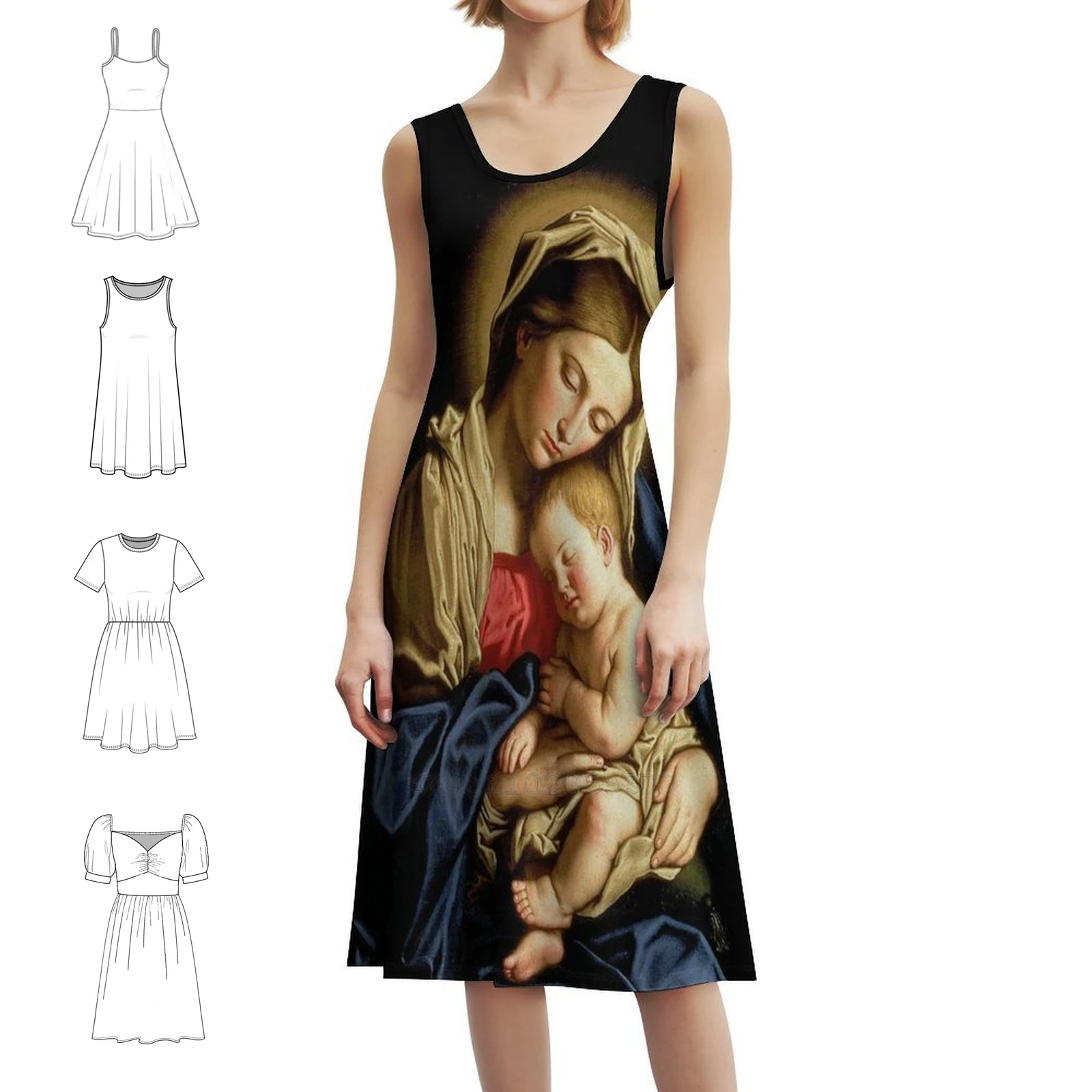 فستان بوهيمي عتيق للأطفال بأكمام منتفخة أو خيارات بدون أكمام للنساء فستان مريم ديني مسيحي يسوع