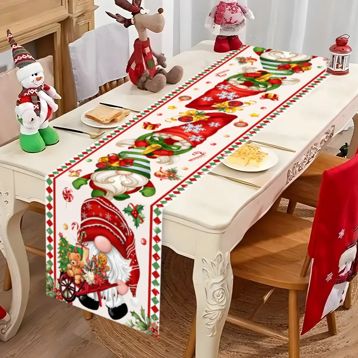 Weihnachtszwerg-Tischläufer, frohe Weihnachtsdekorationen für Zuhause, 2025, Weihnachts-Tischflagge, Navidad, Noel-Geschenke, Neujahrs-Tischdecke
