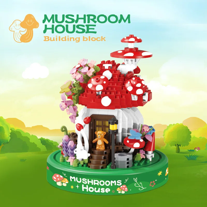 

Creative Fairy Tale World Street View Nanobricks Micro Diamond Block Mushroom House Construction Building Brick Toys For Gifts