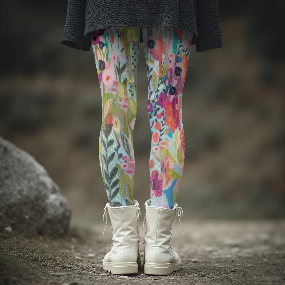 المرأة النفط اللوحة الأزهار المطبوعة طماق نابضة بالحياة فراشة الاستوائية بسط اليوغا السراويل ل بوهو شيك اللياقة البدنية الشتوية غير رسمية #4