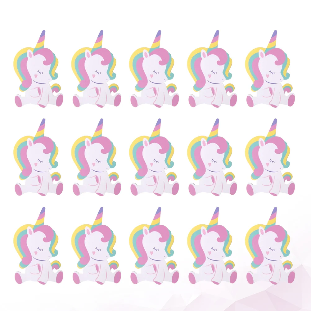 100pcs Colorful Unicorn Design Lollipop Paper Cards Kids Birthday Party Candy Packaging Decoration Message Cards DIY Wrapping Ca