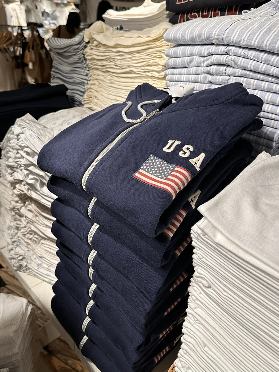 Felpa con cappuccio da donna con zip ricamata con lettera bandiera autunno nuovo cotone manica lunga tasca allentata felpa con cappuccio americana vintage blu scuro