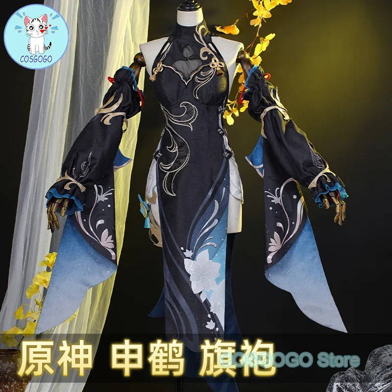 Costume de Cosplay Genshin Impact pour Femme, Shenhe Frostflower Dew, Robe Boucles d'Oreilles, Veyue Lantern Rite, Nouvelle Peau, ixd'Halloween