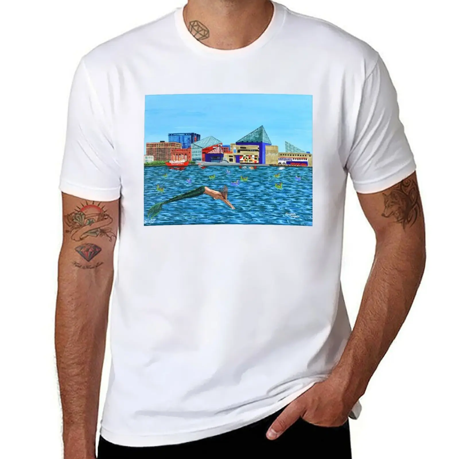

Inner Harbor Mermaid T-Shirt man t shirt cotton cotton t shirt pack T-Shirt