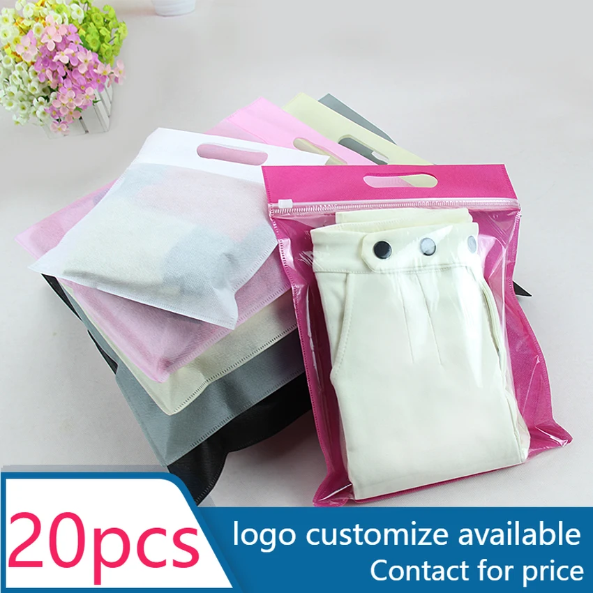 

20 pcs Print Logo On double sided Non-woven Bag With Handle Environmental Advertising Gift Shopping Bag Customized Logo