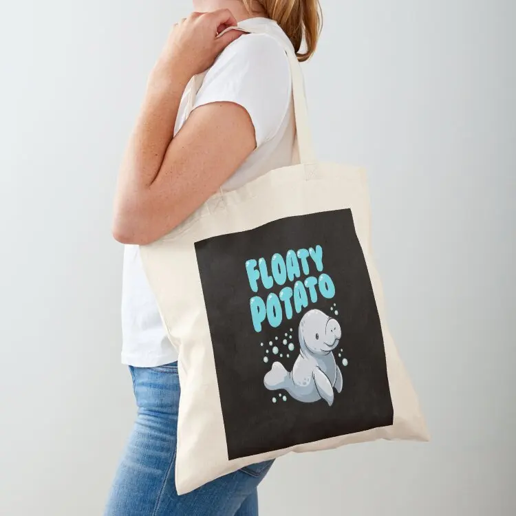 

Funny Floaty Potato Manatee Cute Sea Cow Dugong Tote Bag Shopping bags Women's shopper bag personalized tote Fabric bag