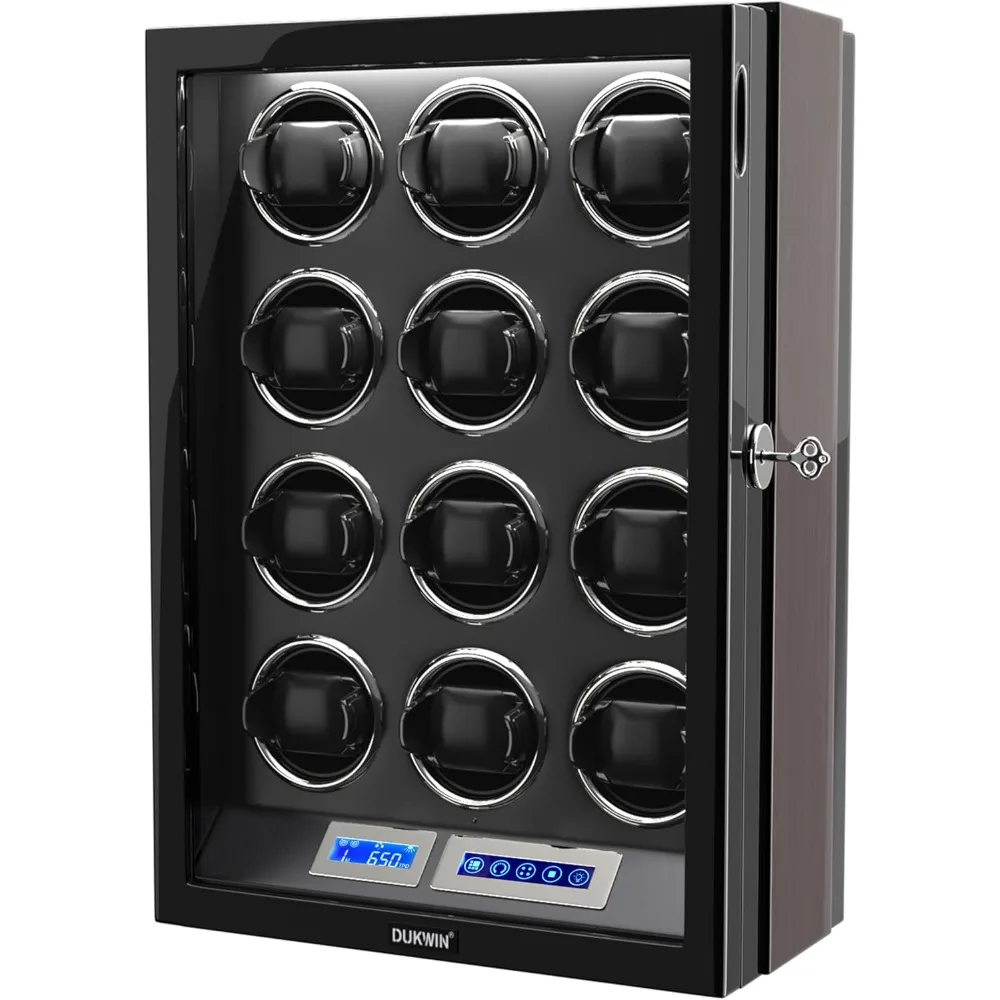 ملفاف ساعة لساعات أوتوماتيكية 6/9/12 مع قفل مفتاح، شاشة LCD، جهاز تحكم عن بعد، ضوء LED، وسادة ساعة قابلة للتعديل #2