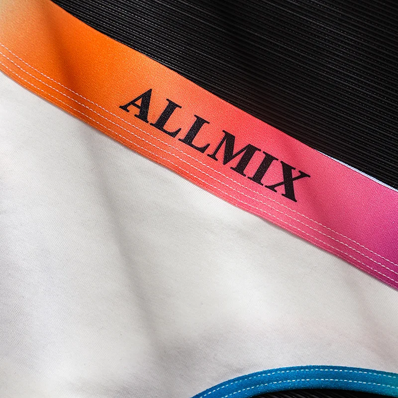 SP&CITY Sports Gradual Rainbow Letter Cotton Thongs Sexy Underwear Women\'s Low Waist Traceless Fitness Panties Seamless Briefs