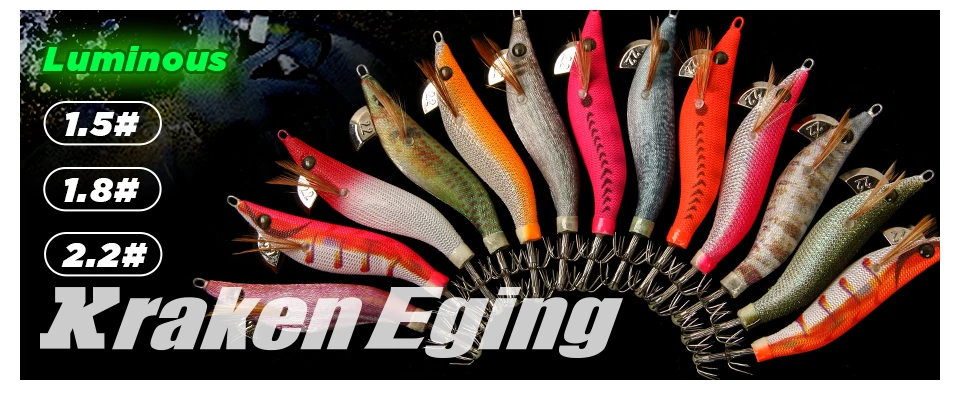 LETOYO Mini Egi Tintenfisch-Köder 1.8 # -2.5 # Leuchtender Tintenfisch-Jig aus Holz, Garnelenhaken für den Fang von Tintenfischern und Oktopusen. – Detail 3