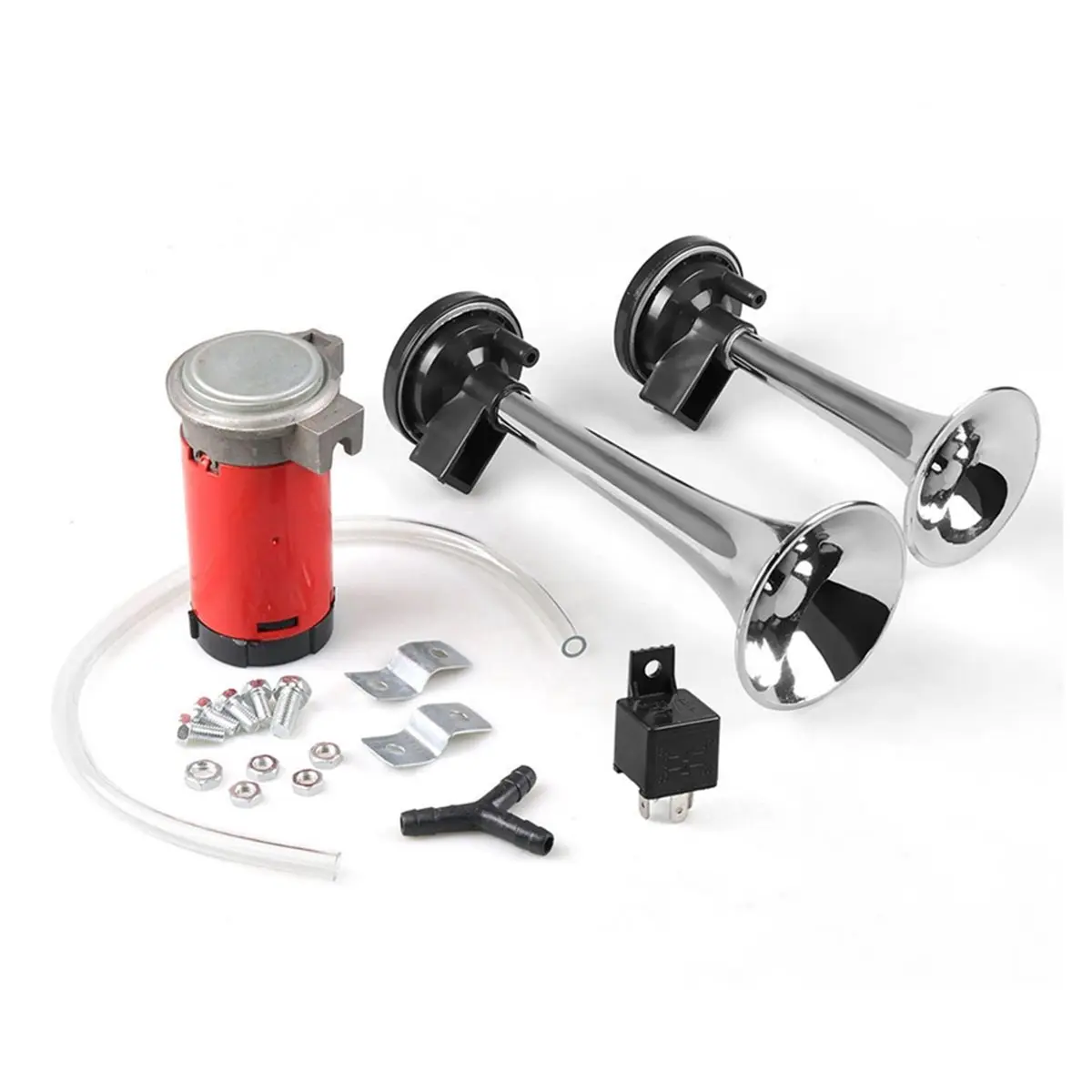 Compatible Universal 115dB Loud Dual Trumpet Air Horn 12V with Relay for Trucks and Cars