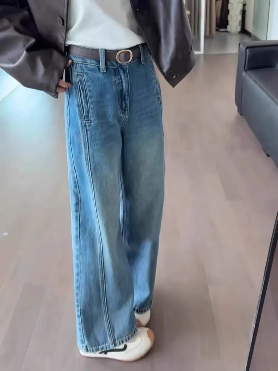 

New Casual Loose Women Jeans Simple Basic Fashion Street Woman Jeans Retro American Wide Leg Pants Female Chicly