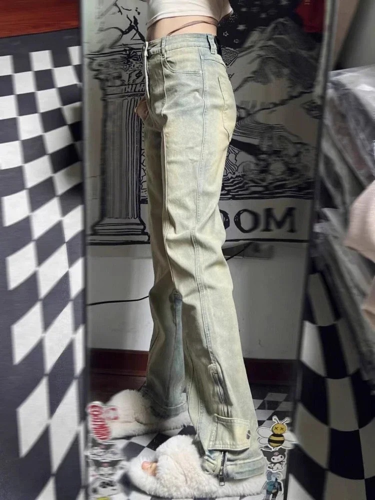 American Retro Jeans Women Vintage Fashion Cozy All-match Full Length Casual Denim Spring Fall Pockets Fashion Y2k Street Style