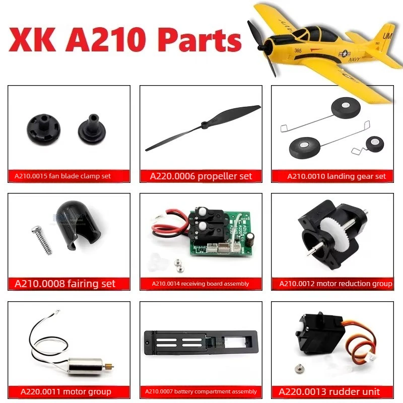 Wltoys XK A210 T28 RC Remote Control Airplane Glider Spare Parts Motor Gear Blade Main Board Screw Steering Engine