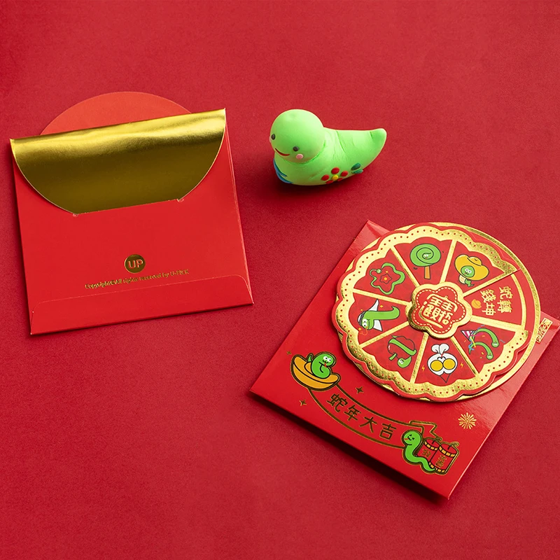 Envelope vermelho 2025 ano da cobra hongbao ano novo chinês sorte saco de dinheiro rotativo bolso de dinheiro para palavras de bênção do festival da primavera