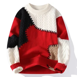 Korean Harajuku Mens Sweaters Thick Warm Male Christmas Jumpers 2024 Fashion new fall Winter High End Luxury Wool Sweater man
