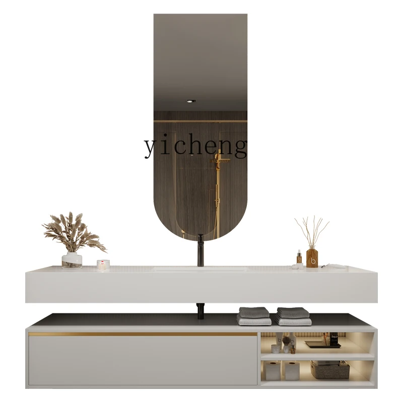 

XC Light Luxury Bathroom Cabinet Combination Modern Bathroom Washbasin Solid Wood Wall-Mounted Hand Washing Washstand