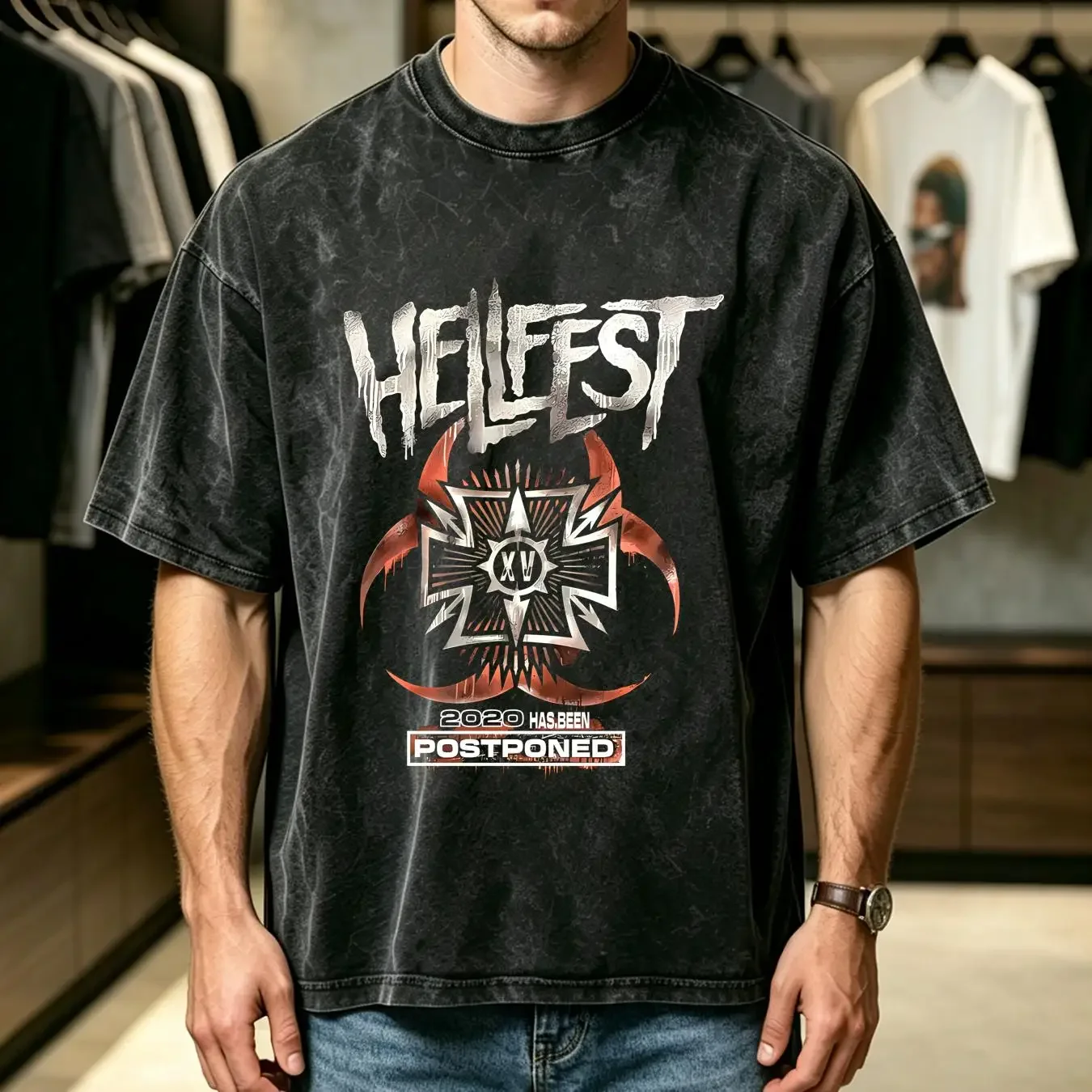 washed T Shirt Hellfest 2020 has been postponed For Fan Black All Size QQ1232 long or short sleeves vintage Washed Unisex