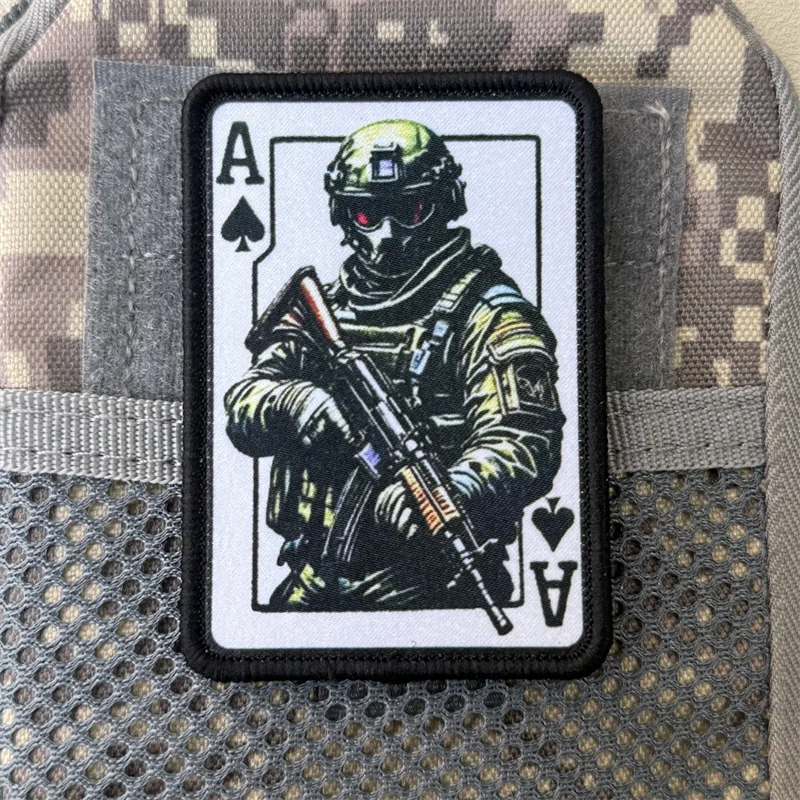 Parche "Ace Fighter", insignia de moral táctica, gancho y bucle estampado, mochila militar, accesorios de decoración de ropa, brazalete adhesivo