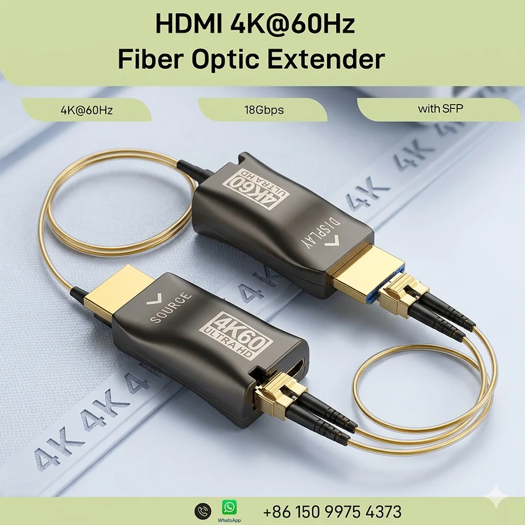 

HDMI 2.0 Fiber Optic Extender 4K@60Hz 18Gbps OM3 OM4 Multi-Mode 300M HDCP DDC CEC Support