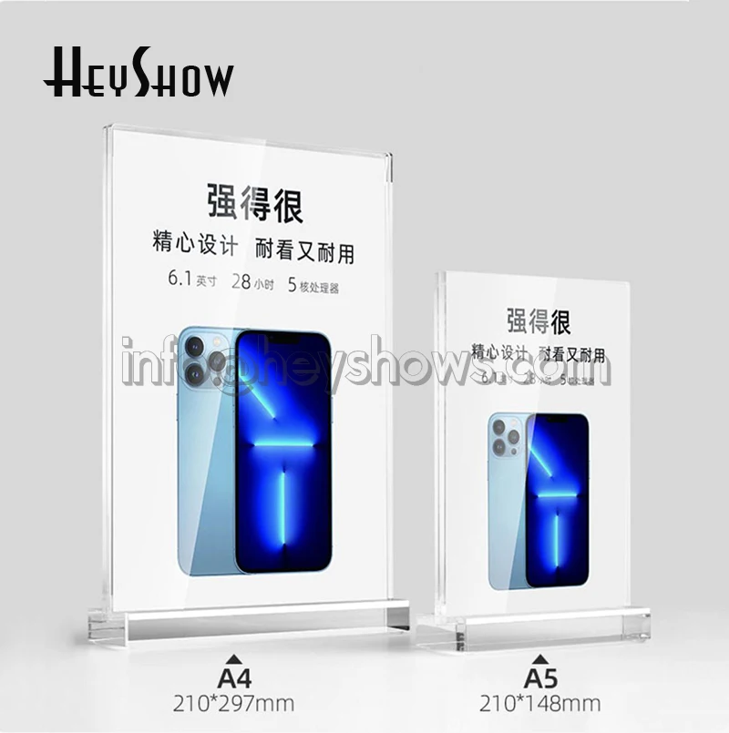 Desktop Thicken Acrylic Price Tag Holder A4 A5 Clear Menu Stand Advertise Label Holder Poster Sign Paper Brochure Display Stand