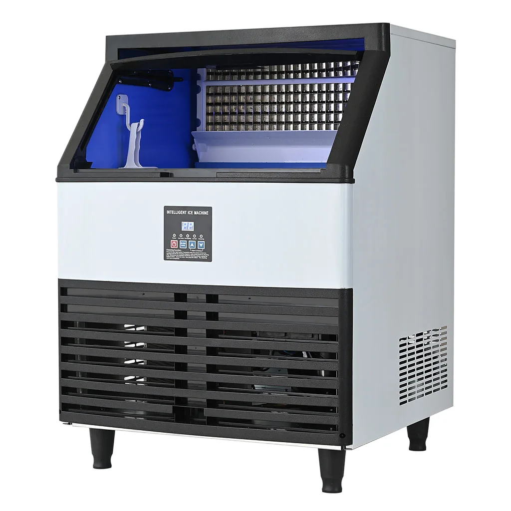 

Stainless Steel Commercial Ice Cube Maker Machine Air Cooled Industrial Ice Maker 100KG Per Day for Food and Beverage Service