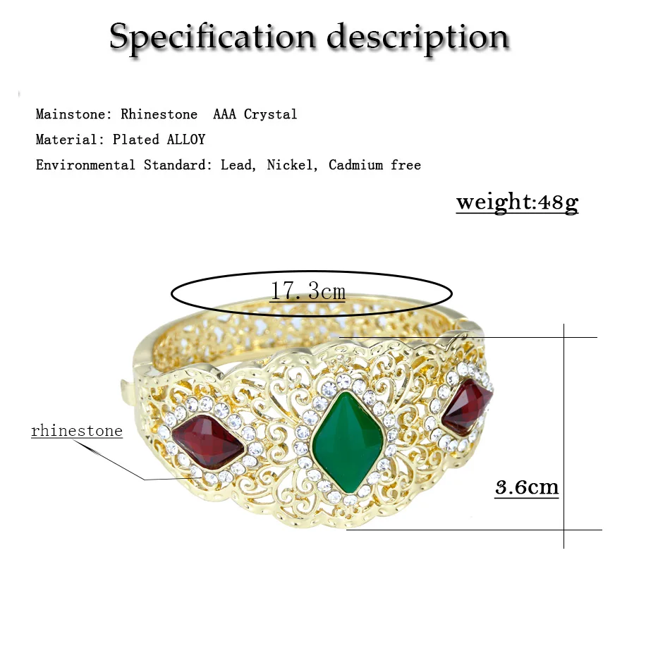 Neovisson High Quality Women Bangle Luxury Gold Color Bride Wedding Jewelry Algeria Morocco Bracelet Wrist Jewelry