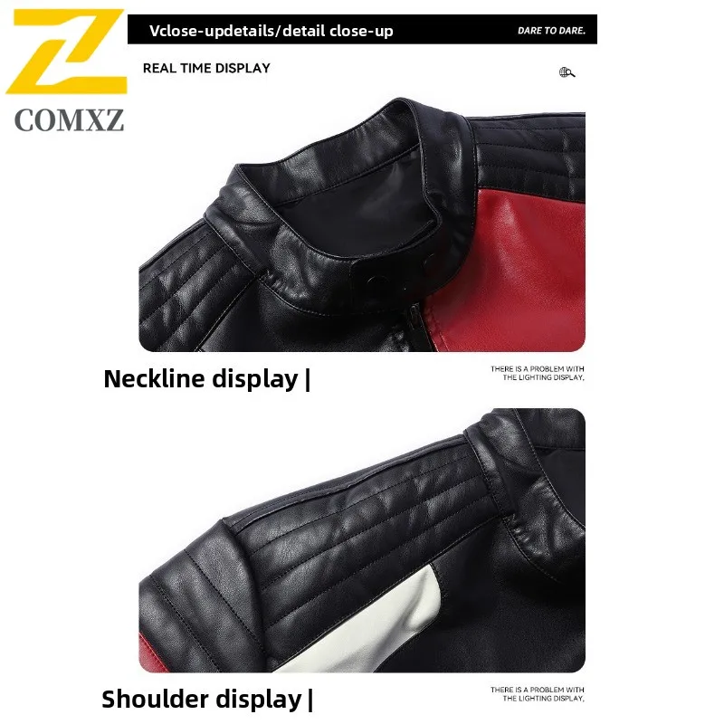 سترة واقية كلاسيكية للرجال بقصة ضيقة من جلد البولي يوريثان معطف دراجة نارية على الطراز الأمريكي مقاوم للماء ومقاوم للرياح ملابس خروج كلاسيكية ملابس الخريف #3