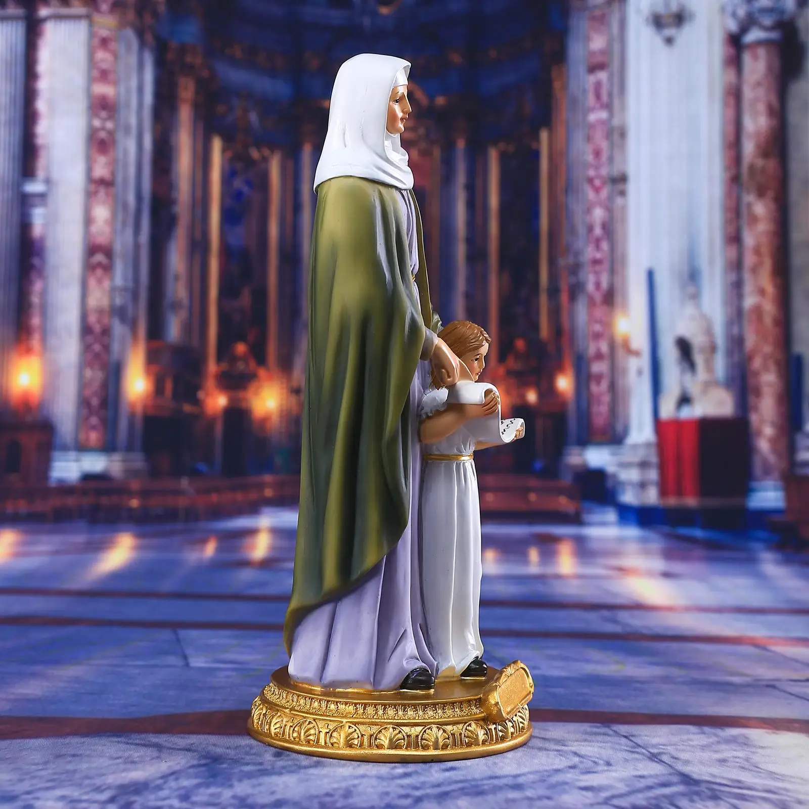 Virgin St. with Statue Statues Resin Figurine Religious Collectible Figurine for Wedding Desktop Collectible Gift