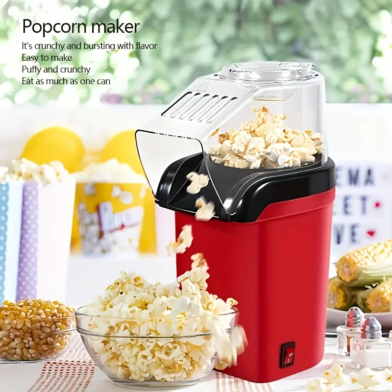 Automatic Mini Popcorn Machine – Hot Air Electric Popper, Oil-Free One-Touch Operation,Compact Home Snack Maker for Movie Nights