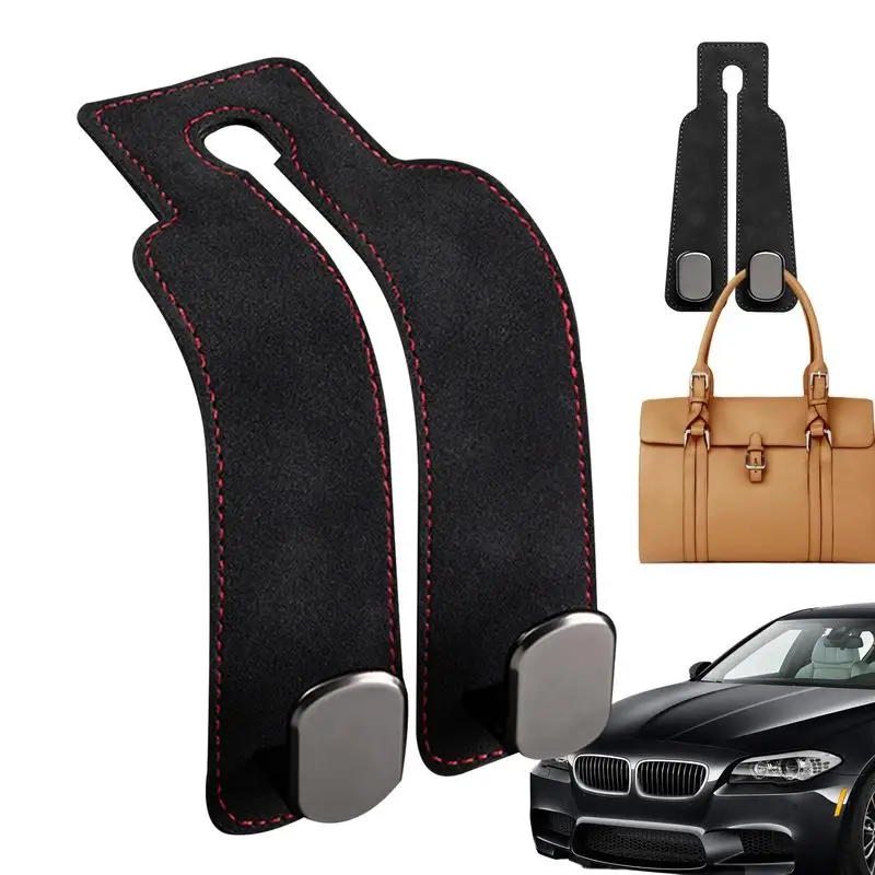 Car Seat Back Double Hook Suede Tools Organizer Double Hooks Multifunctional 2 In 1 Auto Backseat Hangers Automobile Accessories